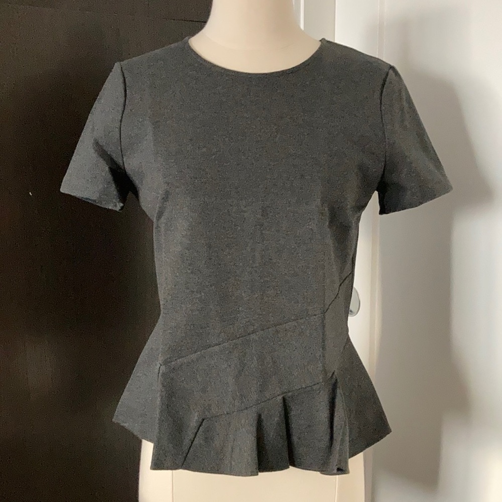 NWT J. Crew dark charcoal top blouse peplum sizeXS